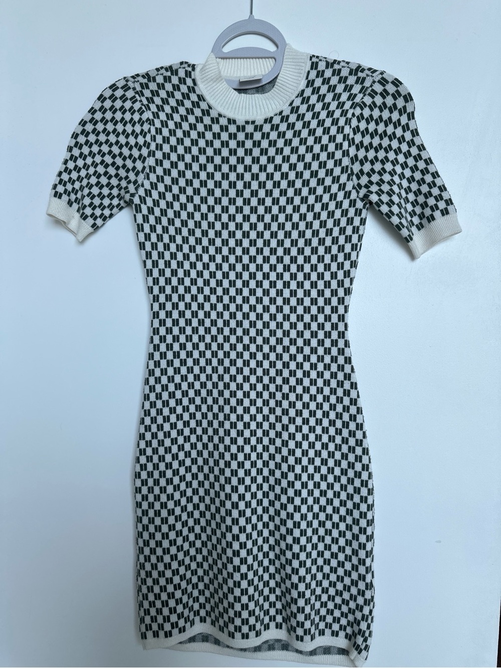 Abercrombie & Fitch green/brown and White Checker Knit Mini Dress